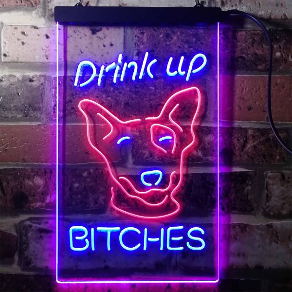 Bud Light Drink Up Dog Dual LED Neon Light Sign